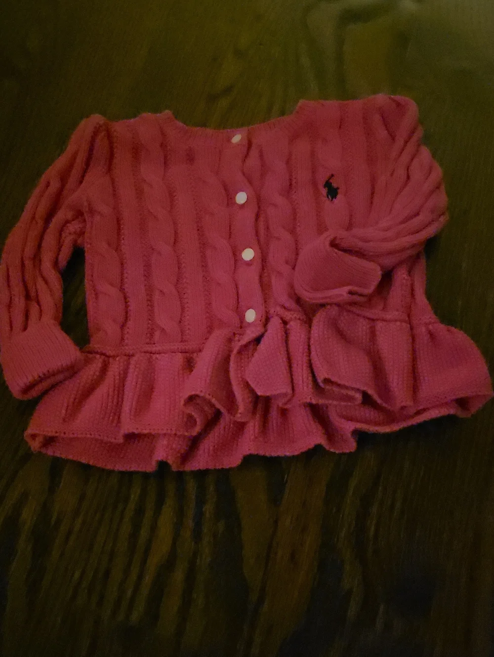 Ralph Lauren Rose Cable-Knit Peplum Cardigan
